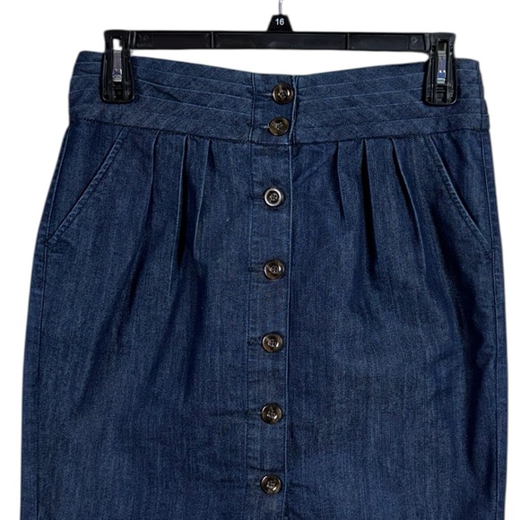 Anthropologie Pilcro Denim Button Down Skirt Size 10 Preppy Twee Cottagecore - Picture 3 of 8